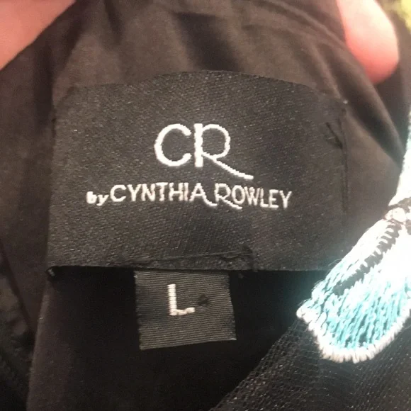 Perfect black floral dress 👗Cynthia Roxley💃sz L - Picture 4 of 5